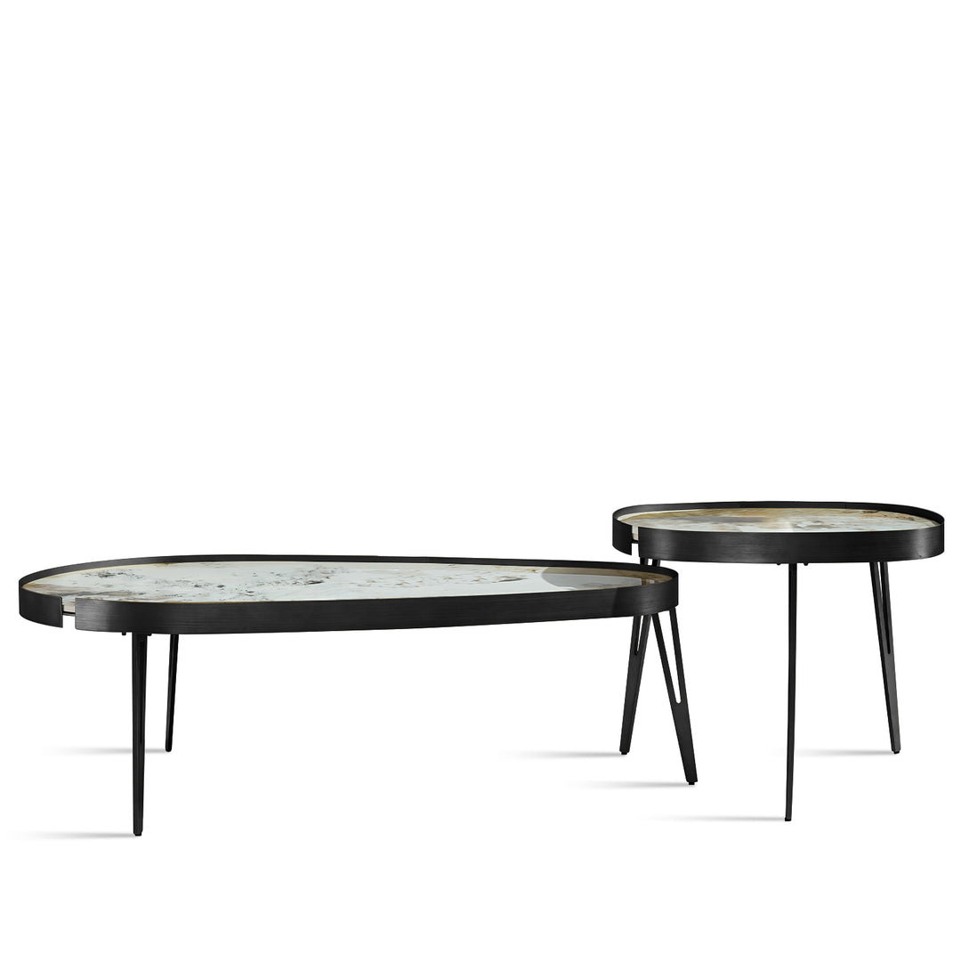 Modern Sintered Stone Coffee Table 2pcs Set LUMIERE CARBON White Background