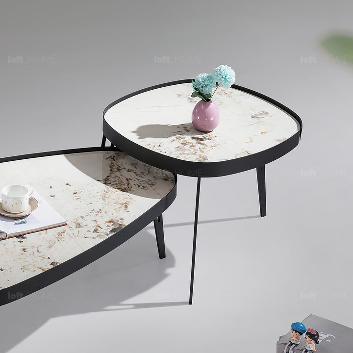 Modern Sintered Stone Coffee Table 2pcs Set LUMIERE CARBON Conceptual
