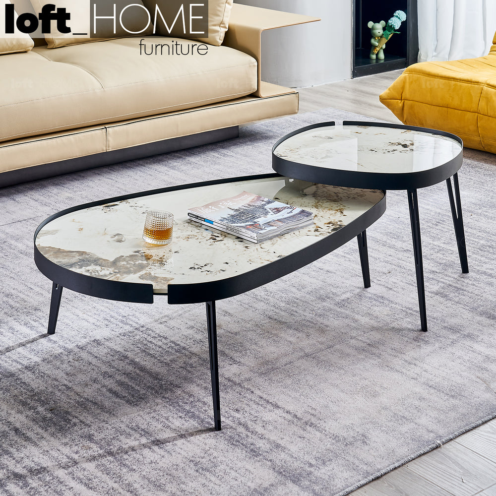 Modern Sintered Stone Coffee Table 2pcs Set LUMIERE CARBON Primary Product