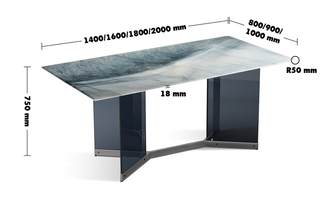 Modern Luxury Stone Dining Table MARIUS LUX Size Chart