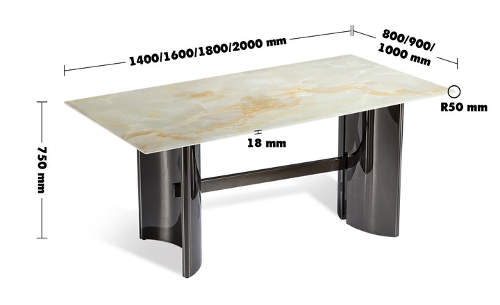 Modern Luxury Stone Dining Table BLITZ LUX Size Chart