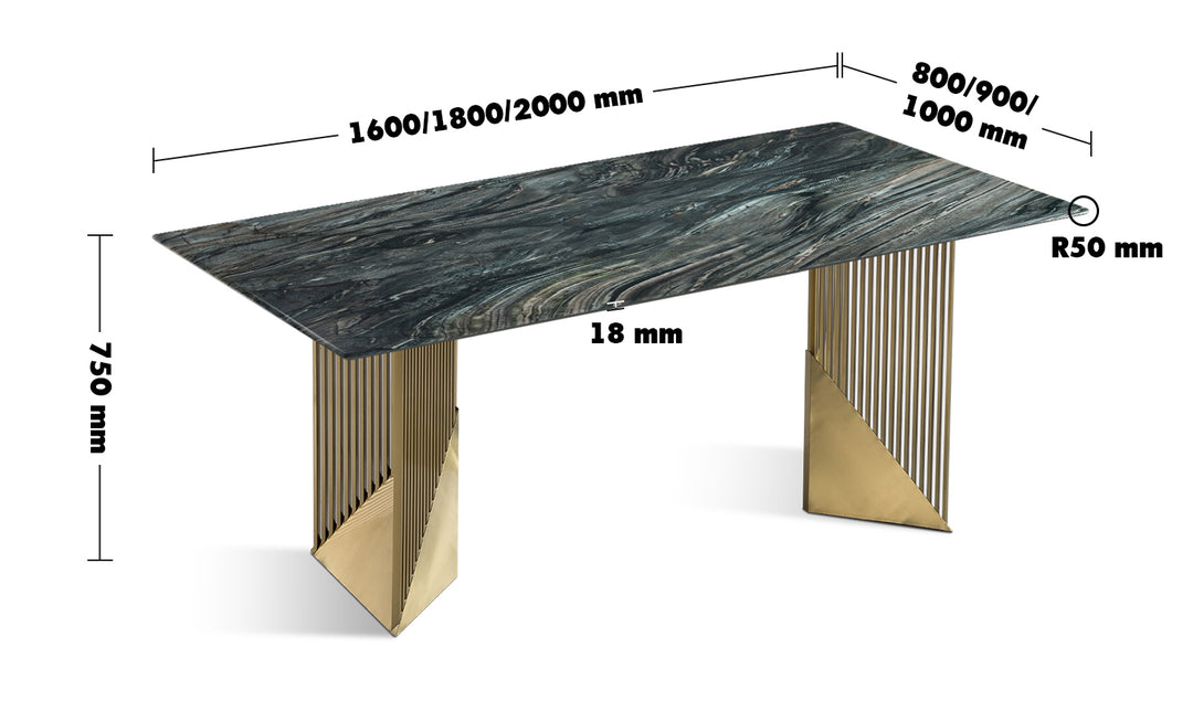 Modern Luxury Stone Dining Table LUXOR LUX Size Chart