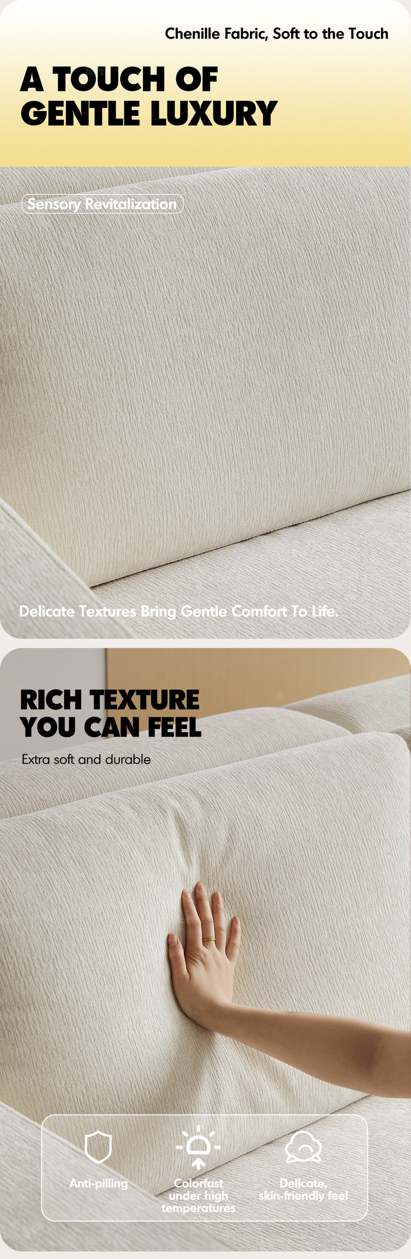 Minimalist Chenille Velvet Fabric Electric Recliner 3 Seater Sofa STRATUS Good to Know - 8