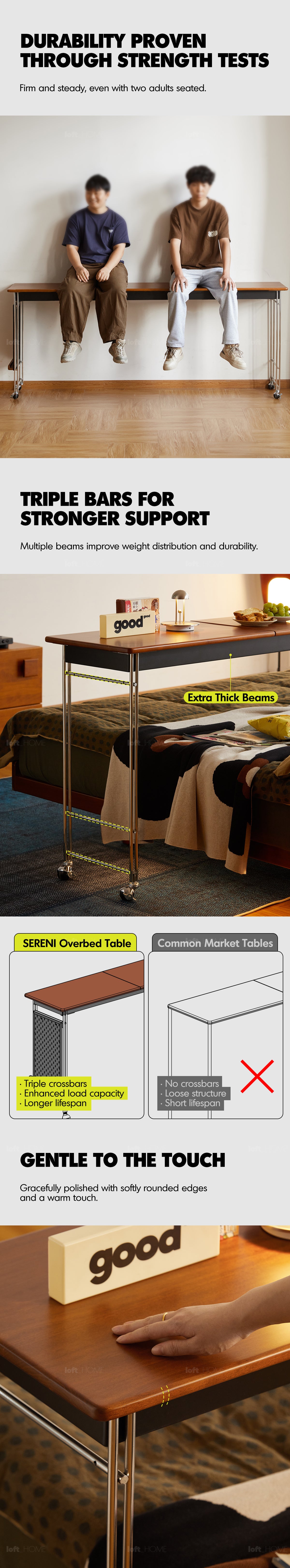 Bauhaus Boxwood Stainless Steel Mobile Overbed Table SERENI Good to Know - 4