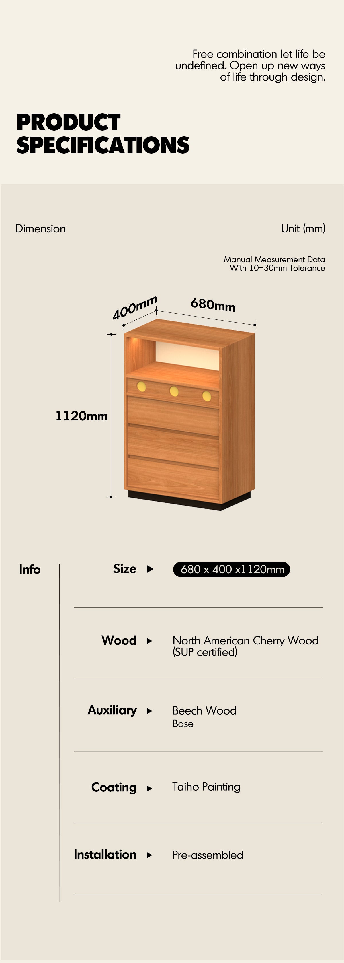 Scandinavian Cherry Wood Chest Of Drawers TIMELESS 4 Good to Know - 7