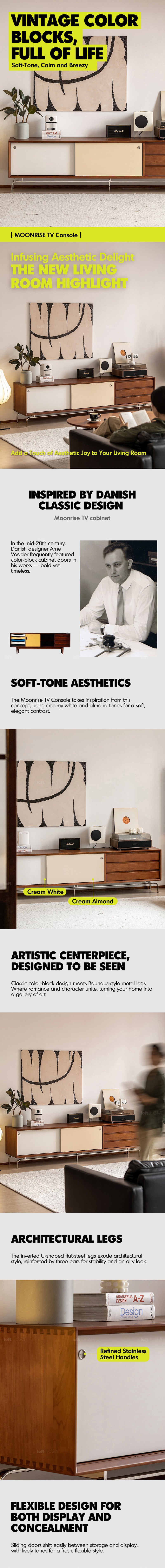 Bauhaus Boxwood Sliding Door TV Console MOONRISE More Details and Instruction