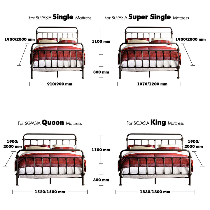 Industrial Steel Bed METAL Size Chart