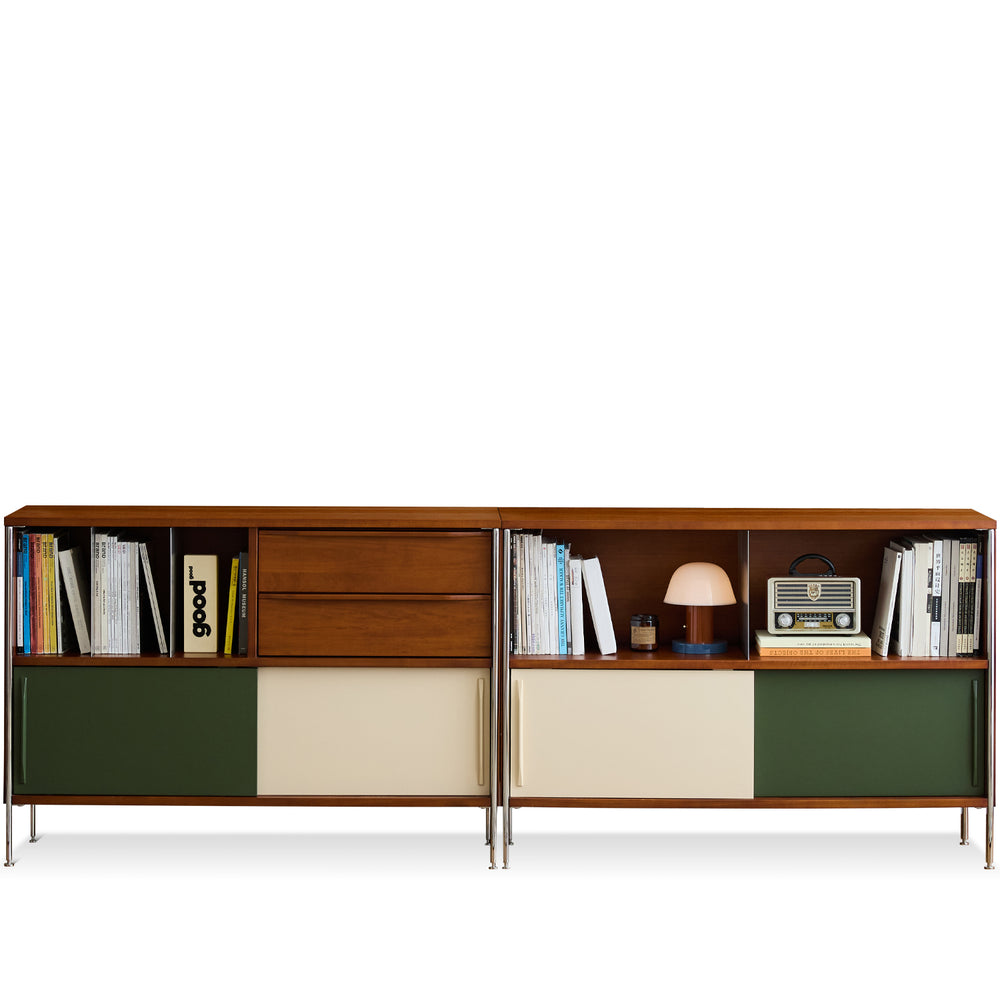 Vintage boxwood side cabinet silver wing in white background.