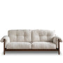 Japandi Chenille Velvet Fabric Walnut Wood 3 Seater Sofa Sofa OPEN BACKED