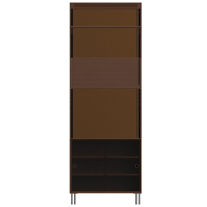 Vintage boxwood modular hanging wall shelf system muse single in white background.