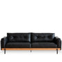 Vintage Microfiber Leather 4 Seater Sofa BLACK