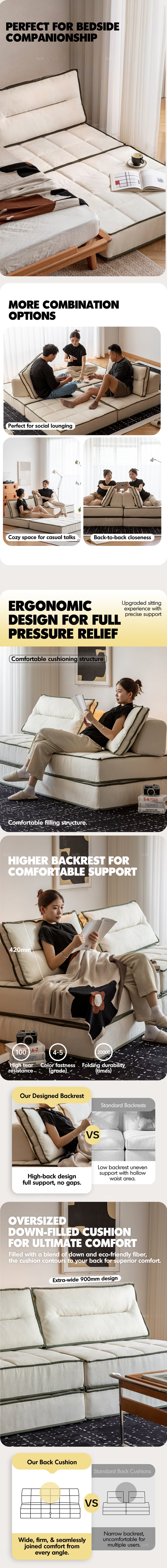 Scandinavian Cat Scratch Resistant Fabric Modular 1 Seater Sofa TIERED Good to Know - 2