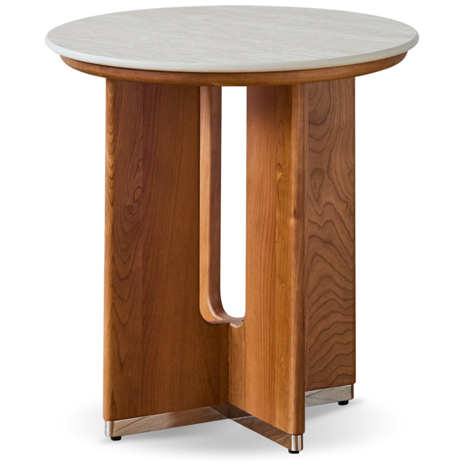 Scandinavian sintered stone coffee table set shells in white background.