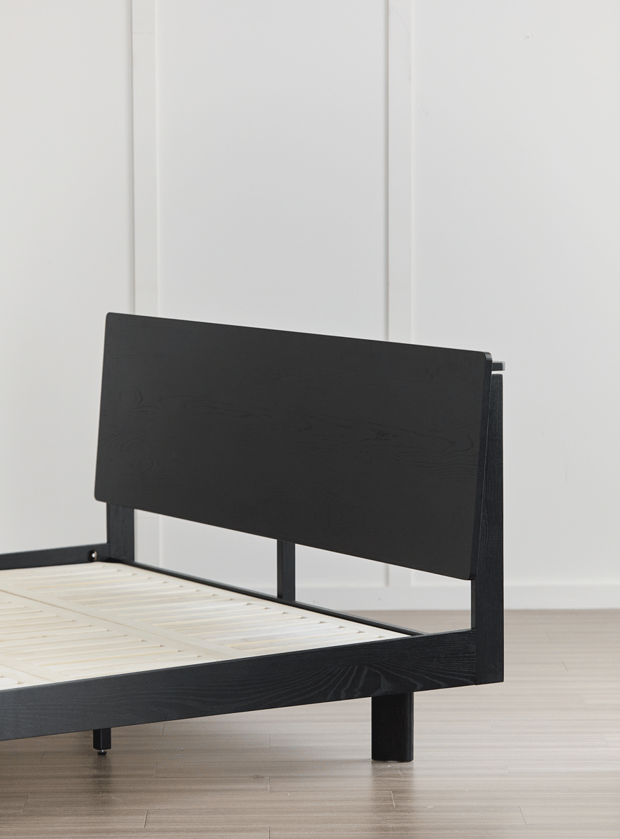 Minimalist Ash Wood Veneer Bed MONK