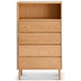 Scandinavian Oak Wood Chest Of 5 Drawers FLOATING LIGHT