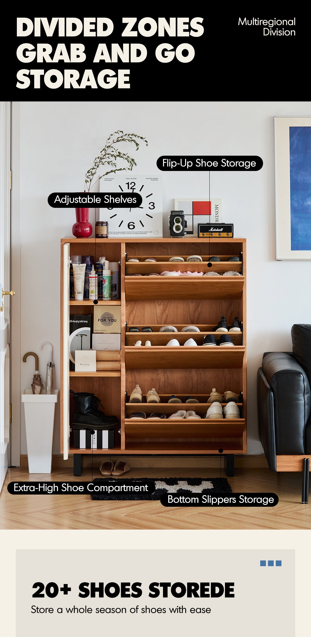 Scandinavian Cherry Wood Shoe Cabinet TIMELESS Good to Know - 3
