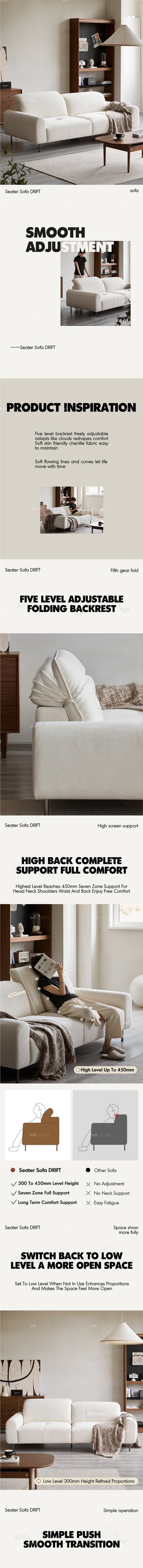 Minimalist Chenille Velvet Fabric 3 Seater Sofa DRIFT Good to Know Preview-1