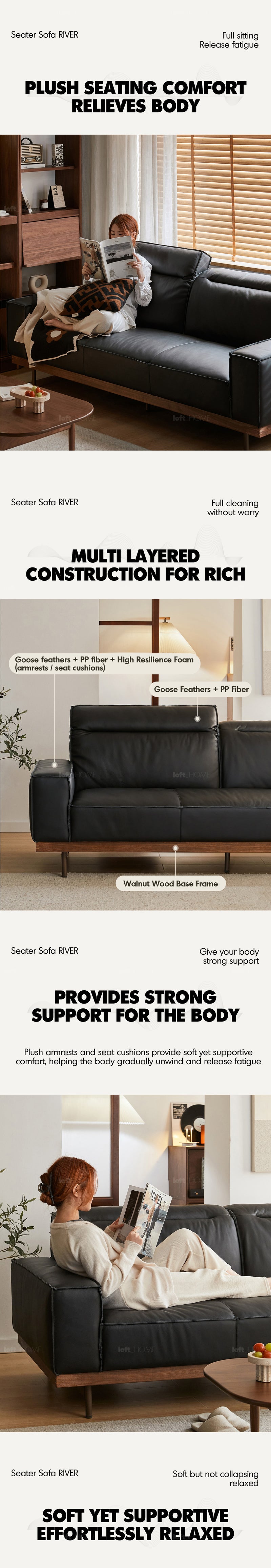 Japandi Genuine Leather 3 Seater Sofa RIVER Good to Know - 8