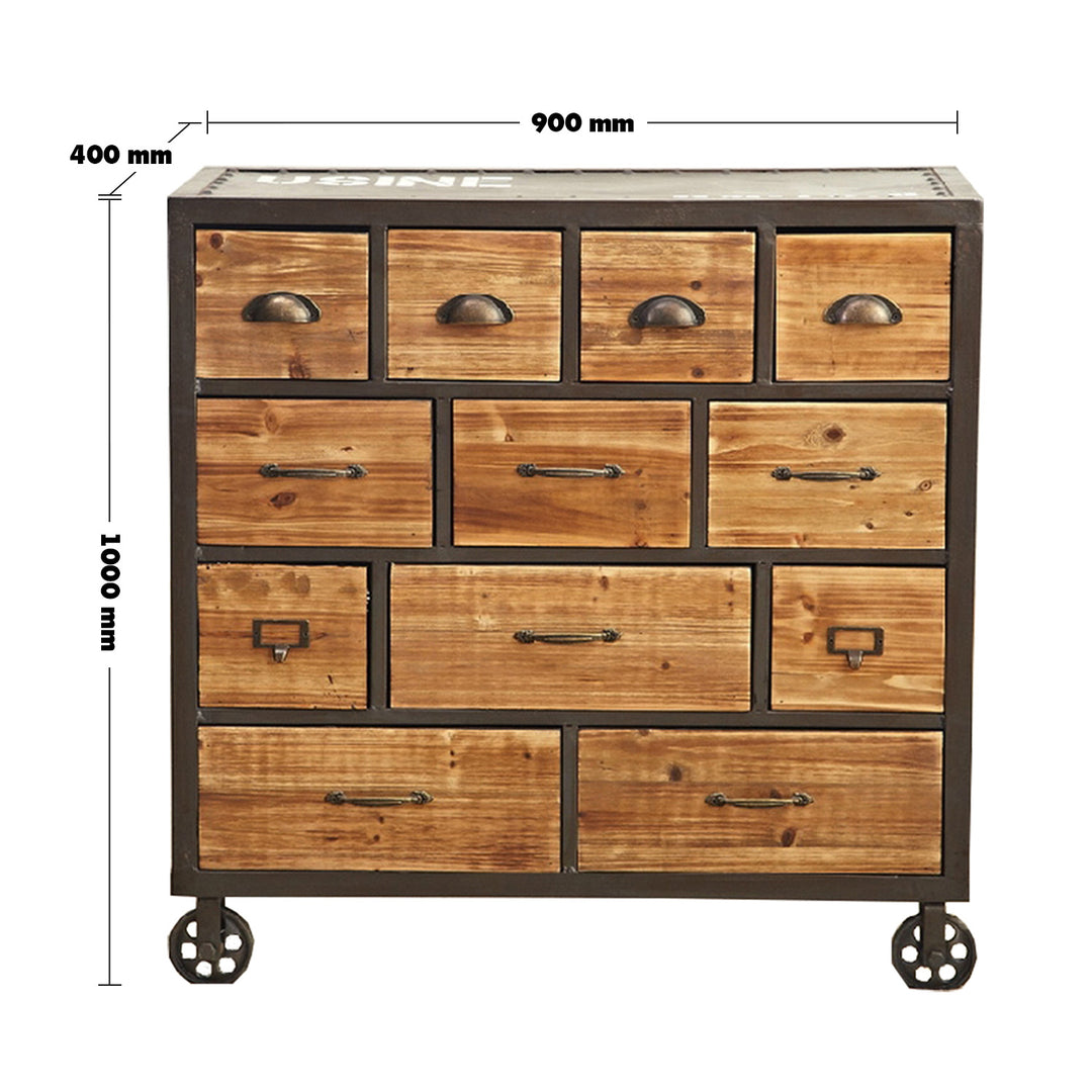 Industrial Wood Wheel Drawer Cabinet MYSTEEL Size Chart