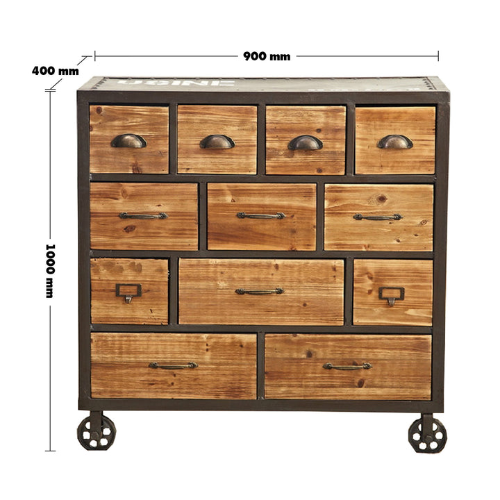 Industrial Wood Wheel Drawer Cabinet MYSTEEL Size Chart