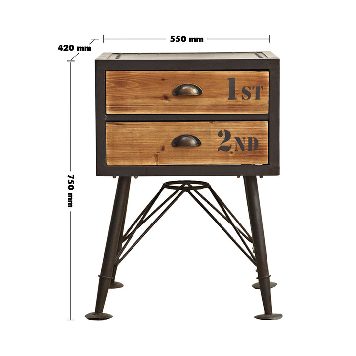 Industrial Wood Side Table MYSTEEL Size Chart