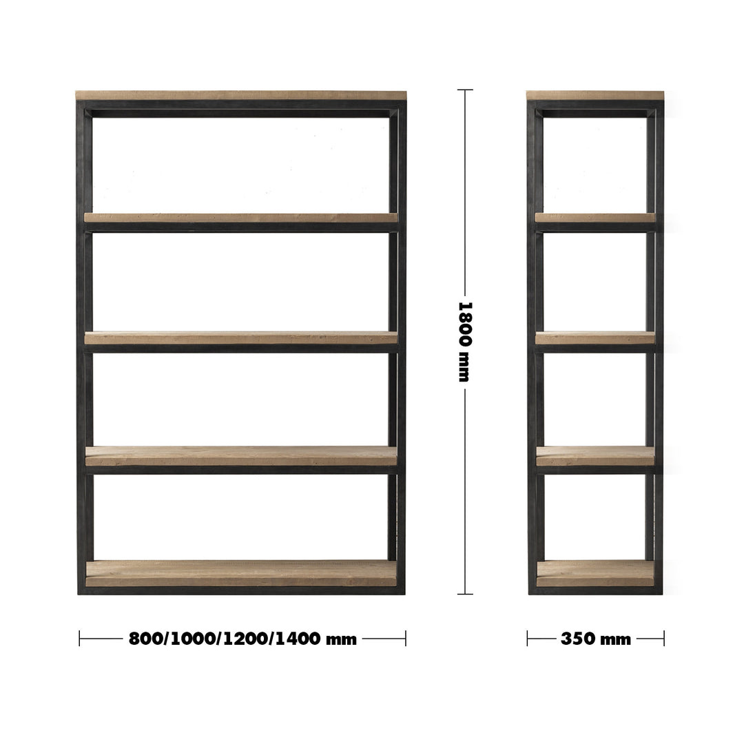 Industrial Wood Shelf Bookshelf MYSTEEL S Size Chart