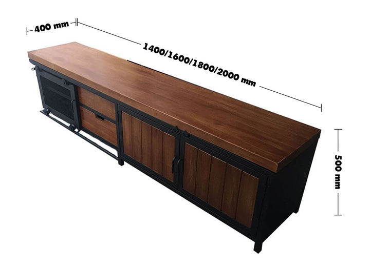 Industrial Wood TV Console BARN Size Chart