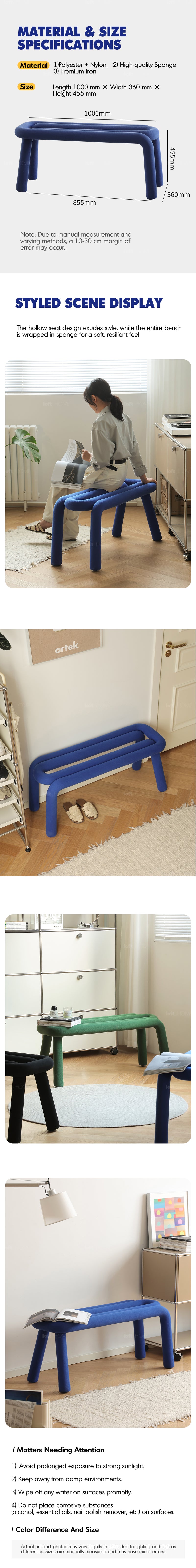 Bauhaus Velvet Fabric Dining Bench BOLD Good to Know - 2