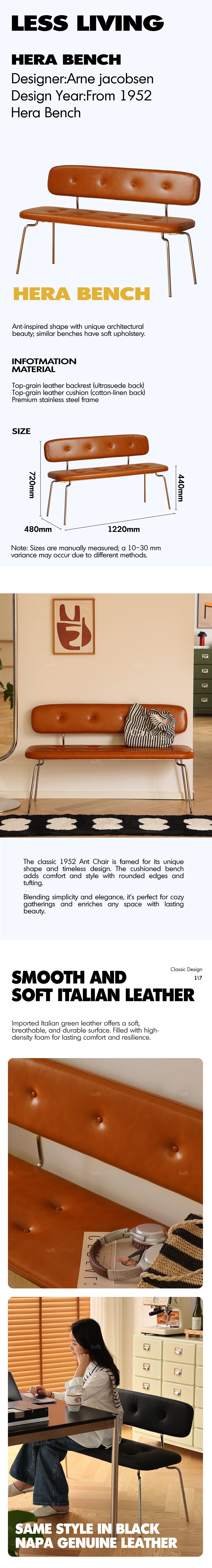 Bauhaus PU Leather Dining Bench With Backrest HERA Good to Know - 1