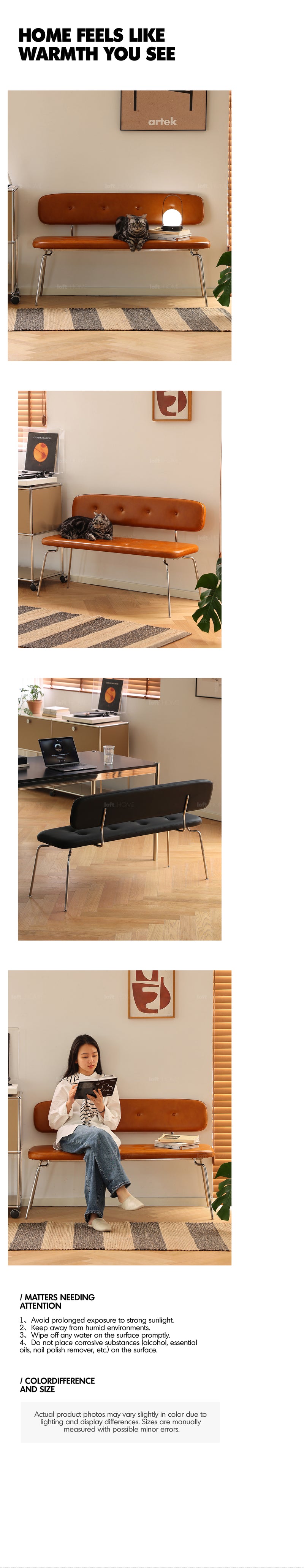 Bauhaus PU Leather Dining Bench With Backrest HERA Good to Know - 3