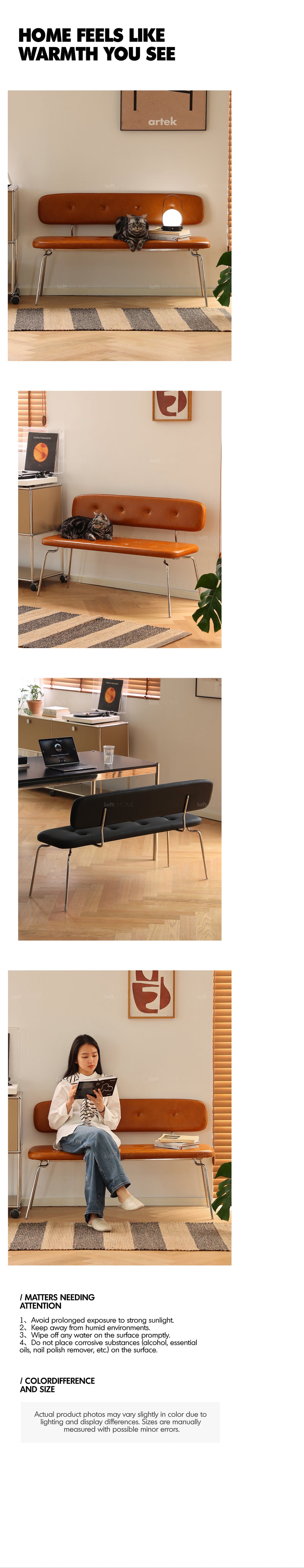 Bauhaus PU Leather Dining Bench With Backrest HERA Good to Know - 3