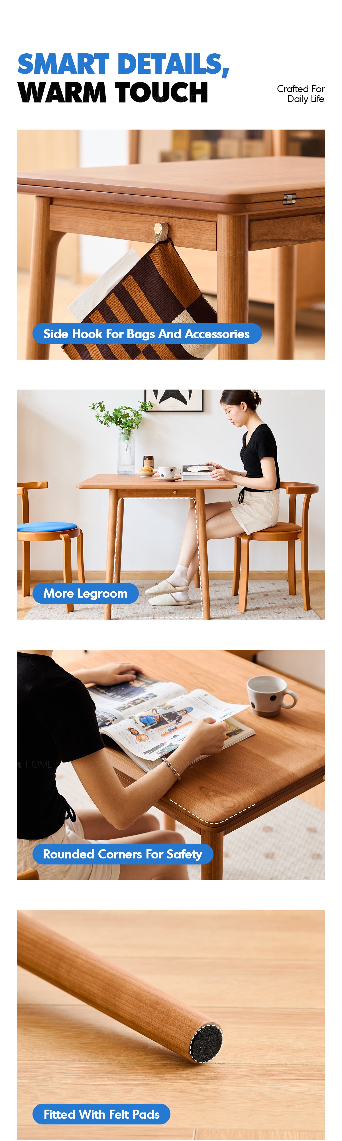 Scandinavian Cherry Wood Extendable Dining Table FOREST Good to Know - 3