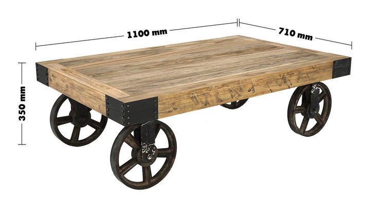 Rustic Wood Coffee Table RUSTIC Size Chart