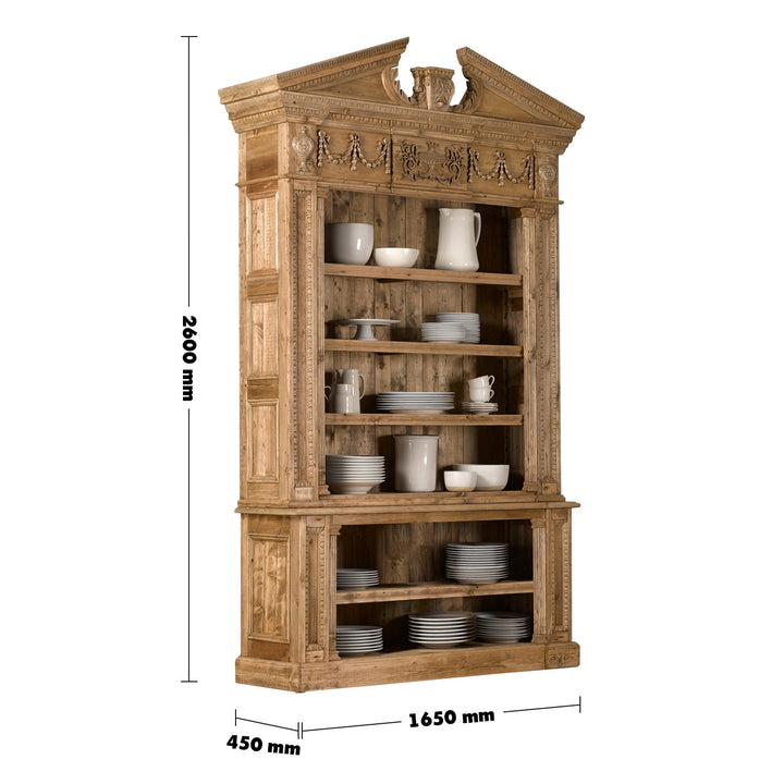 Rustic Shelf Cabinet Bookshelf ENTABLATURE Size Chart