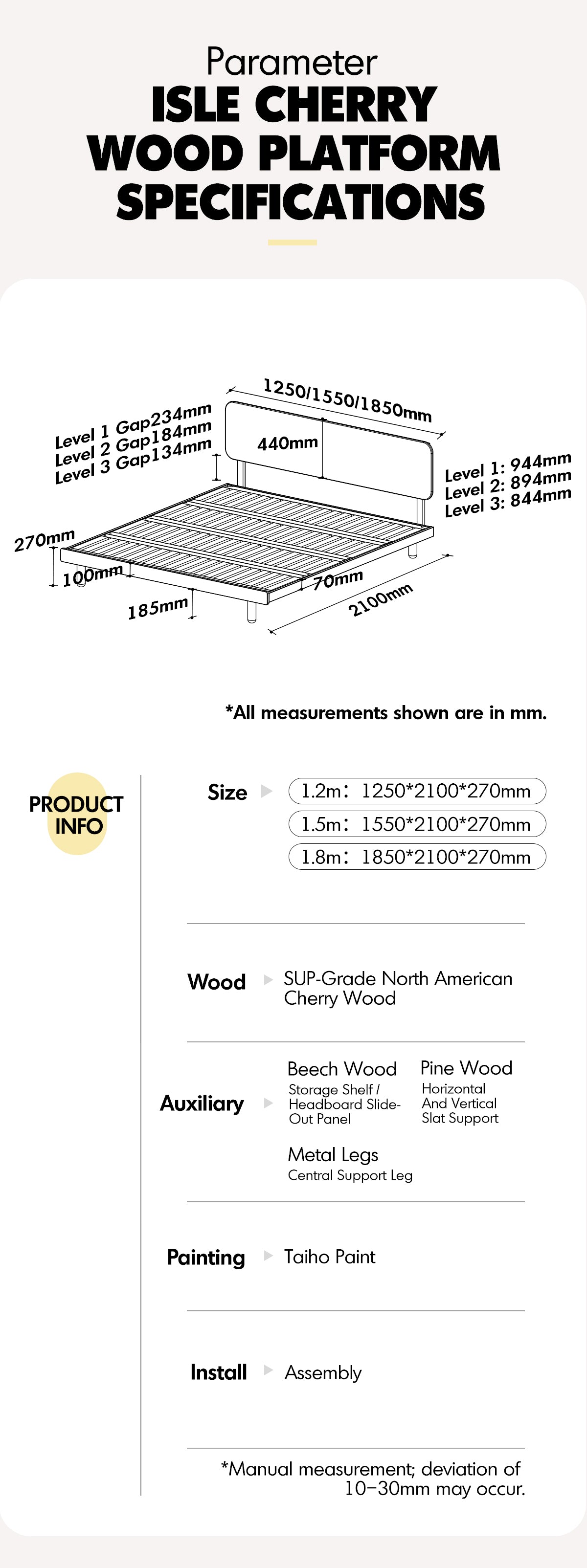 Scandinavian Cherry Wood Bed ISLE Good to Know - 6