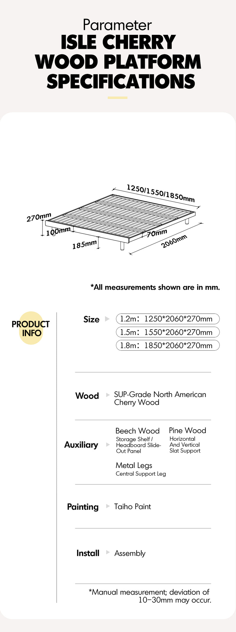 Scandinavian Cherry Wood Platform Bed ISLE Good to Know - 6