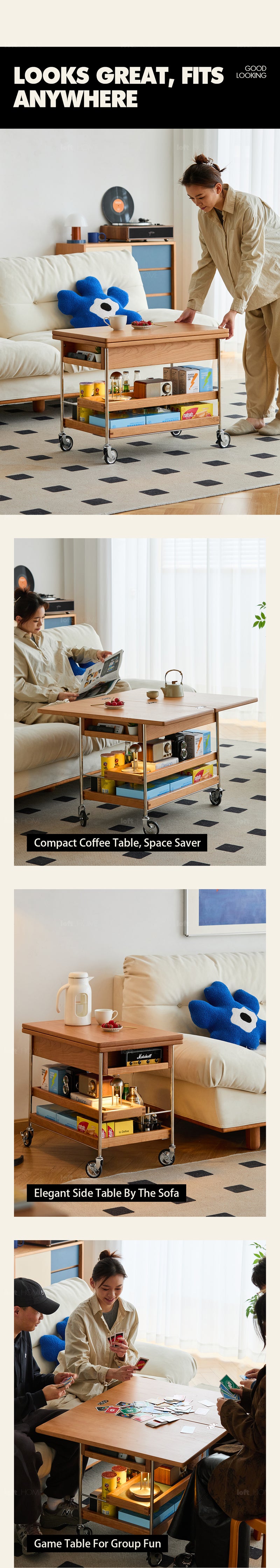 Scandinavian Cherry Wood Extendable Coffee Table TIMELESS Good to Know - 3