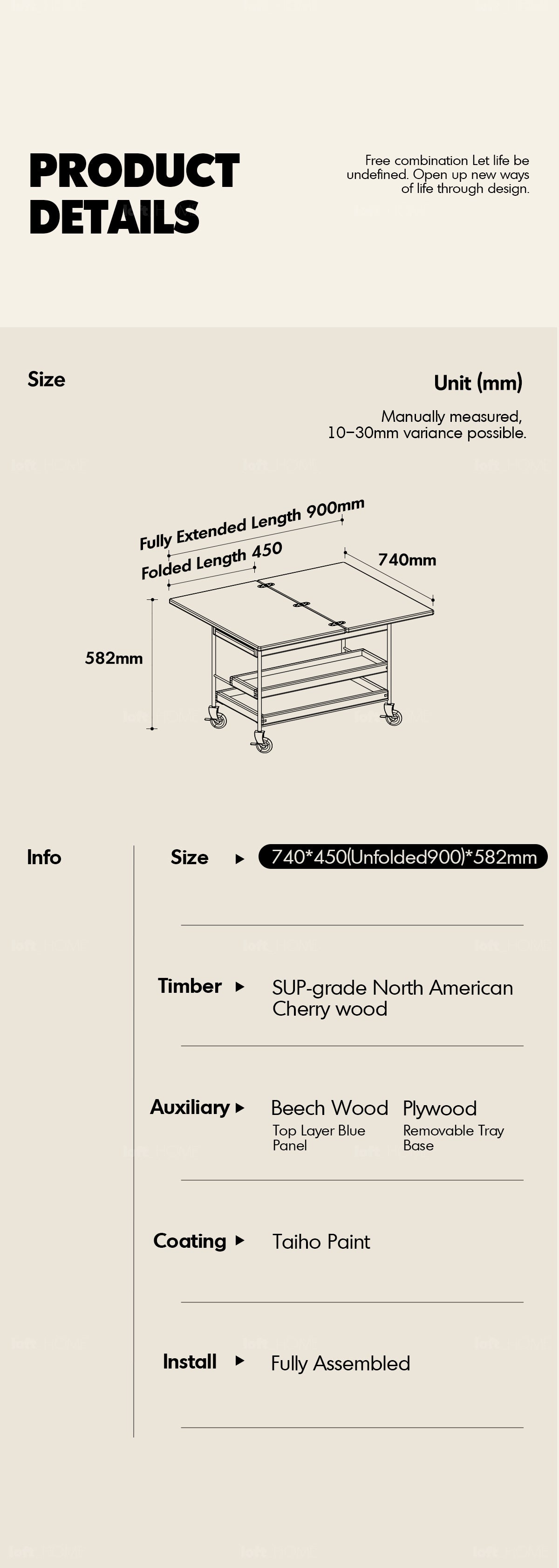 Scandinavian Cherry Wood Extendable Coffee Table TIMELESS Good to Know - 5