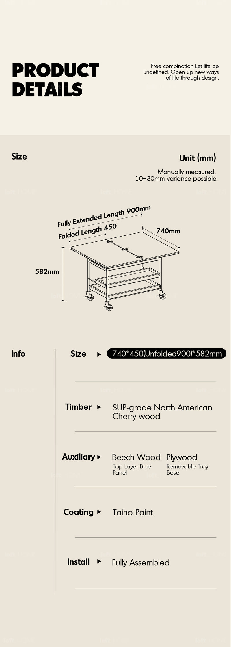 Scandinavian Cherry Wood Extendable Coffee Table TIMELESS Good to Know - 5
