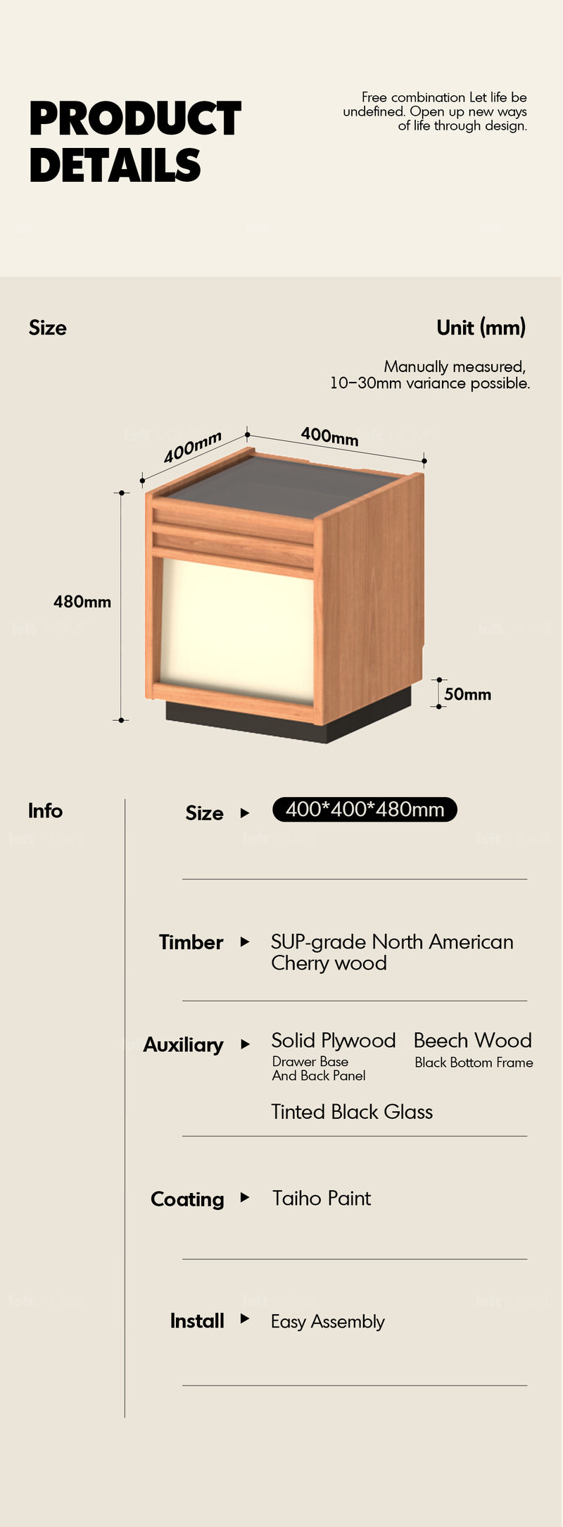Scandinavian Cherry Wood Side Table TIMELESS Good to Know - 4