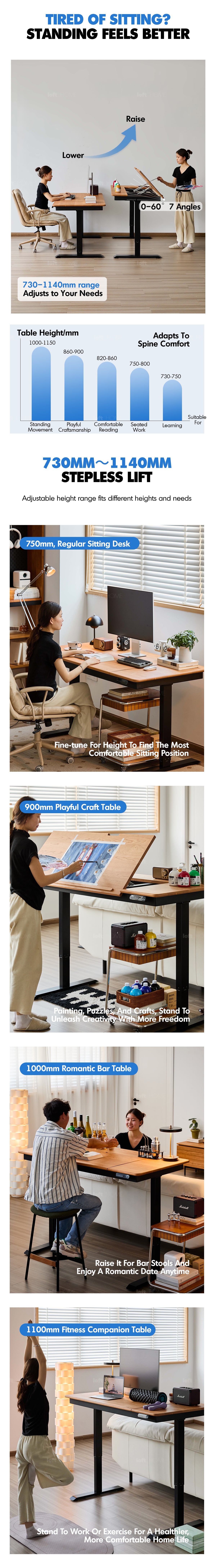 Scandinavian Cherry Wood Electric Height Adjustable Study Table KAZAMA Good to Know - 2