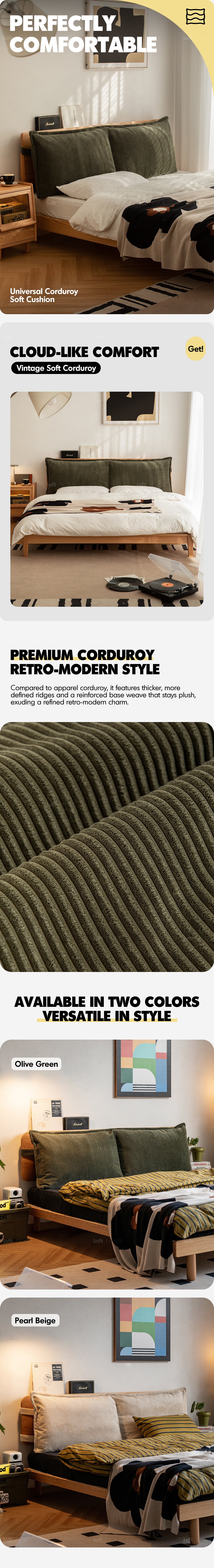 Universal Corduroy Velvet Fabric Bed Head Cushion Good to Know - 1