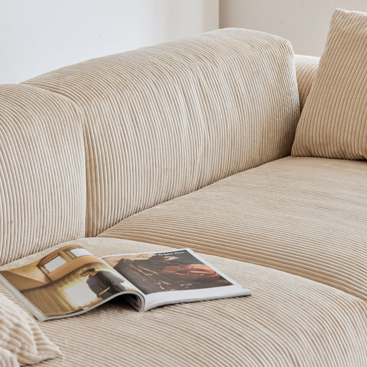 Scandinavian premium corduroy velvet fabric sofa cover layered structure.