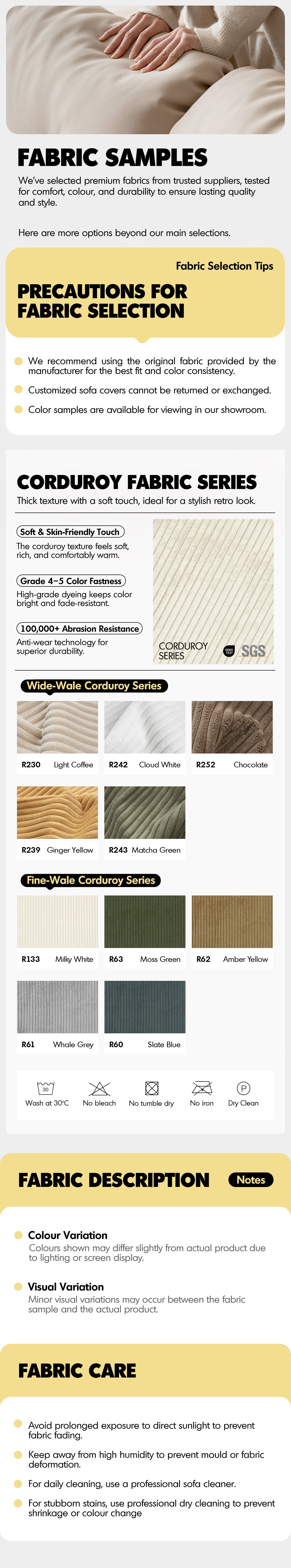 Scandinavian Premium Corduroy Velvet Fabric Removable Sofa Cover Good to Know - 3
