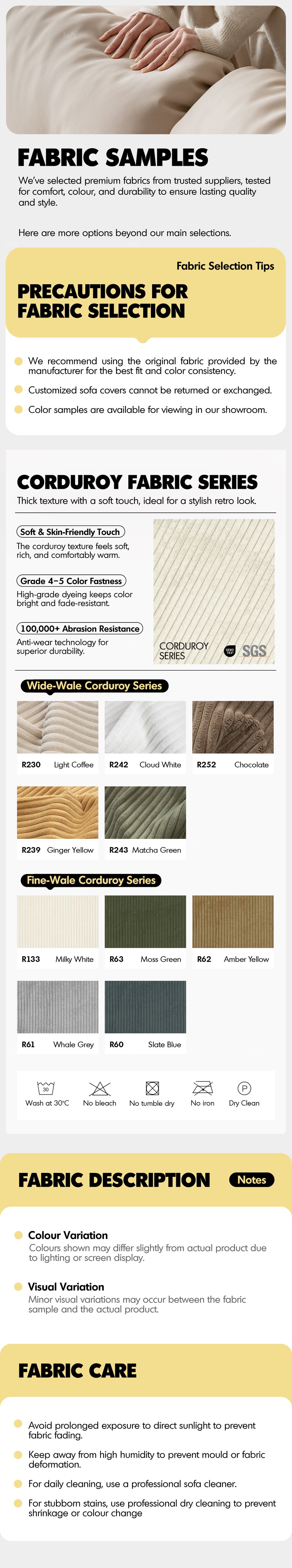Scandinavian Premium Corduroy Velvet Fabric Removable Sofa Cover More Details and Instruction_3