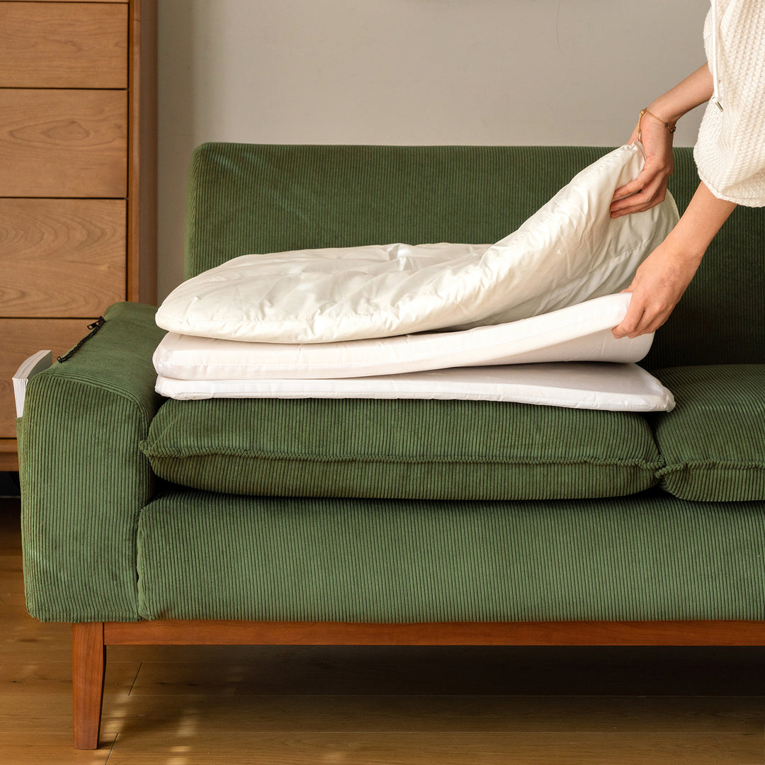 Scandinavian premium corduroy velvet fabric sofa cover with context.