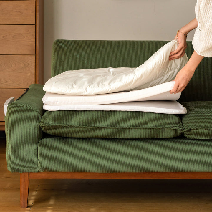 Scandinavian premium corduroy velvet fabric sofa cover with context.