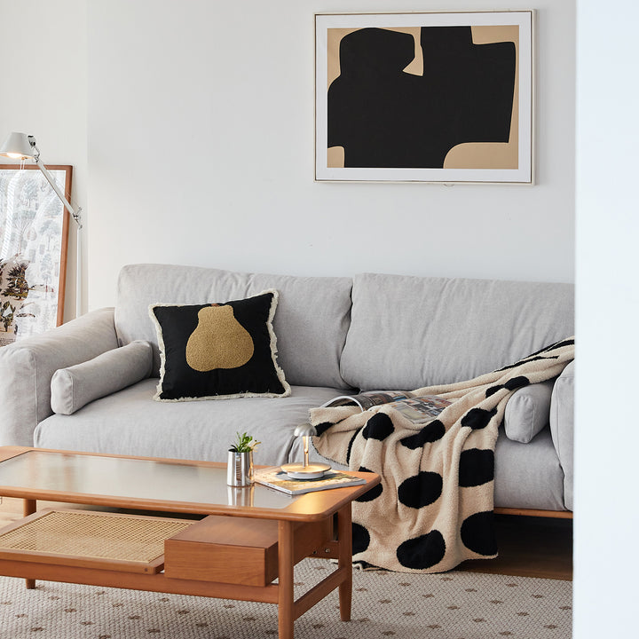 Scandinavian premium cotton fabric sofa cover in panoramic view.