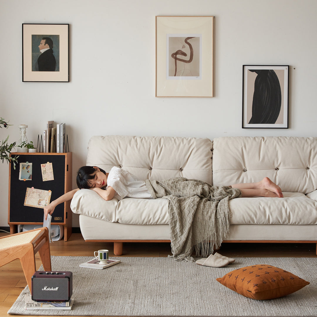 Scandinavian premium cat scratch resistant fabric sofa cover in still life.