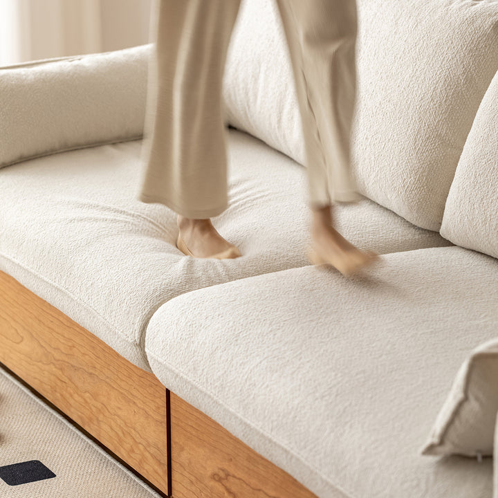 Scandinavian premium boucle fabric sofa cover situational feels.